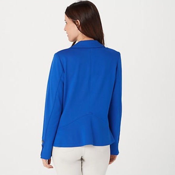 LOGO by Lori Goldstein Blue Stylist Ponte Blazer - Picture 2 of 14